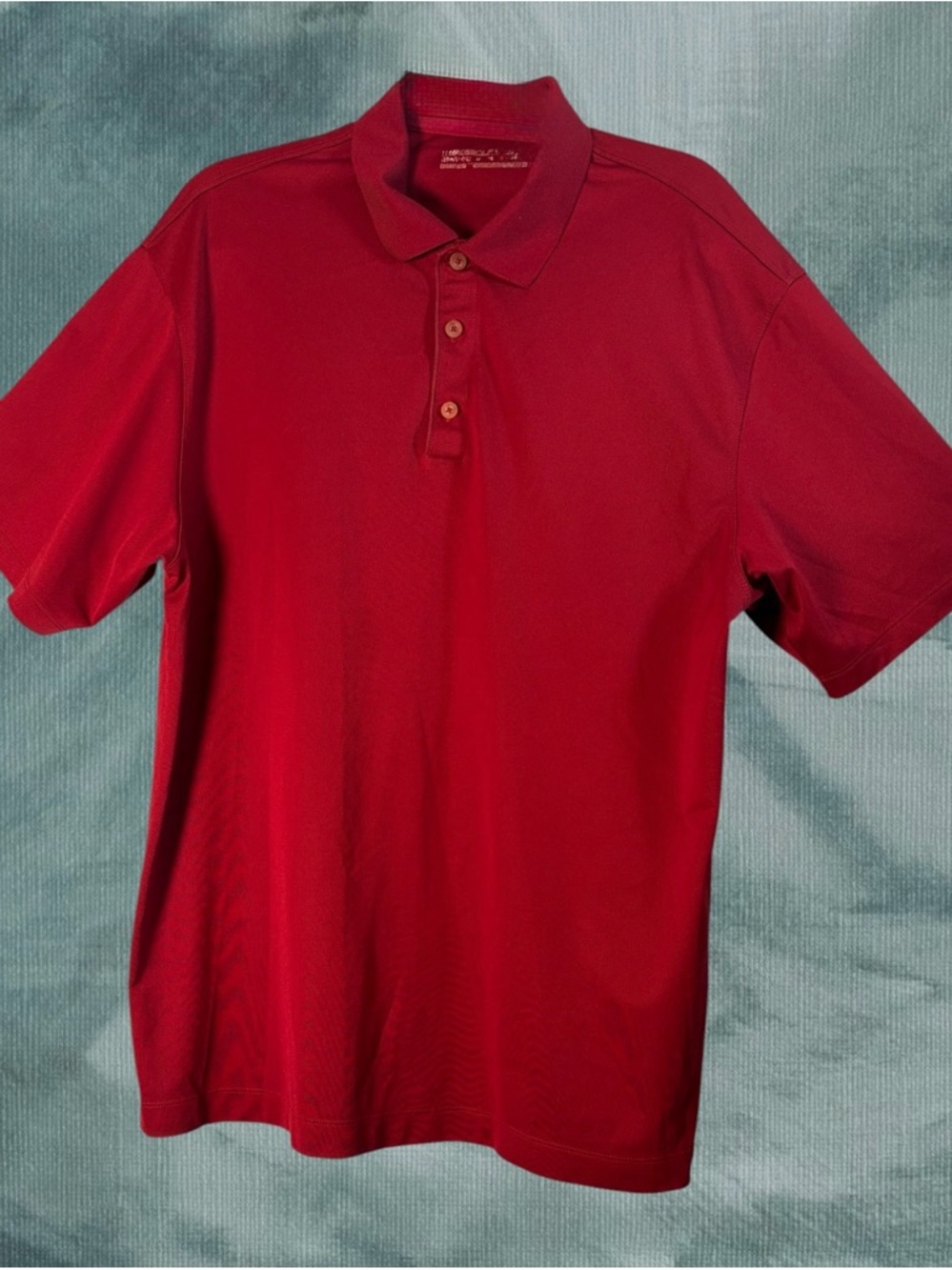 Nike Golf Mens Red Polo Size XL Dri-Fit Logo Short  Button Collar Soft